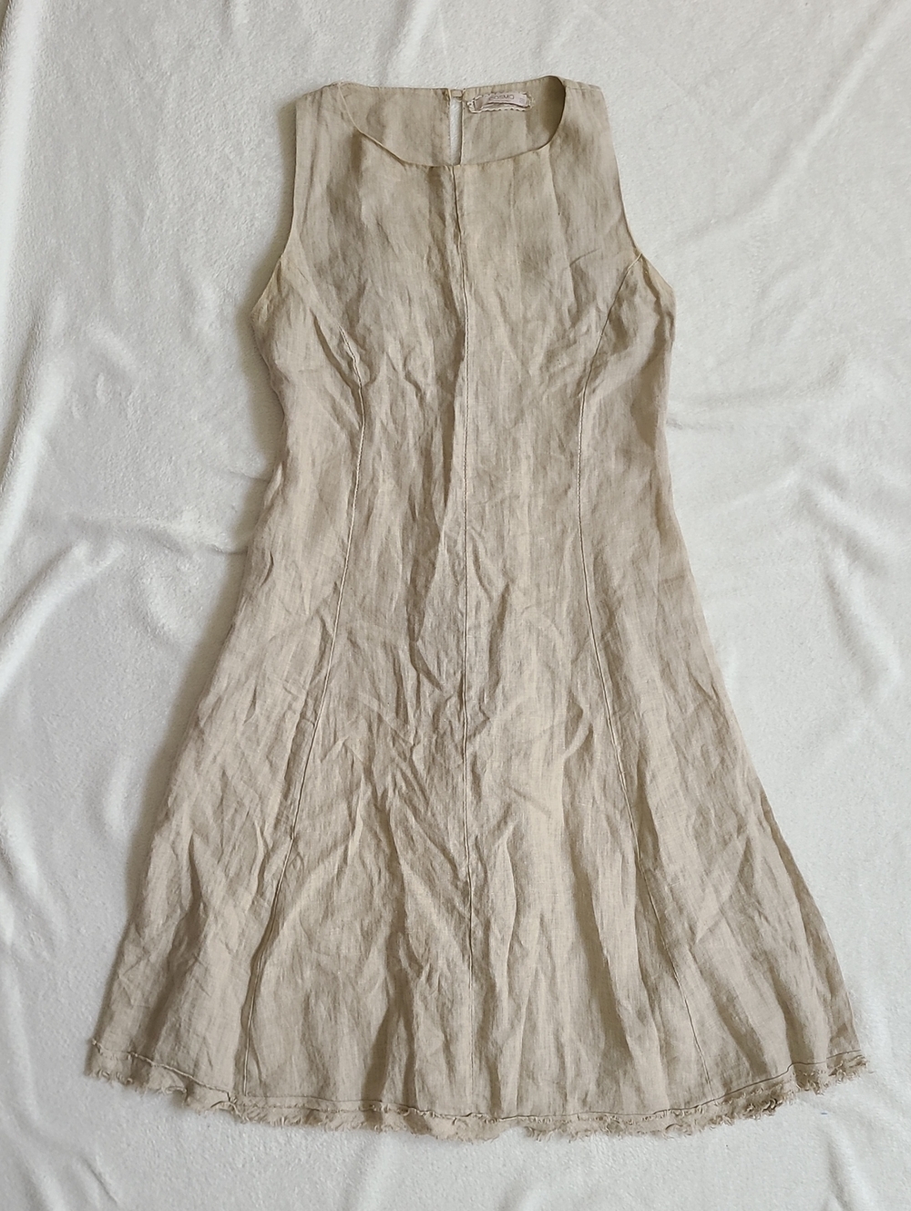 COSMO Gray Linen Sleeveless Raw Hem Dress XS Summer Lightweight Italy Modest